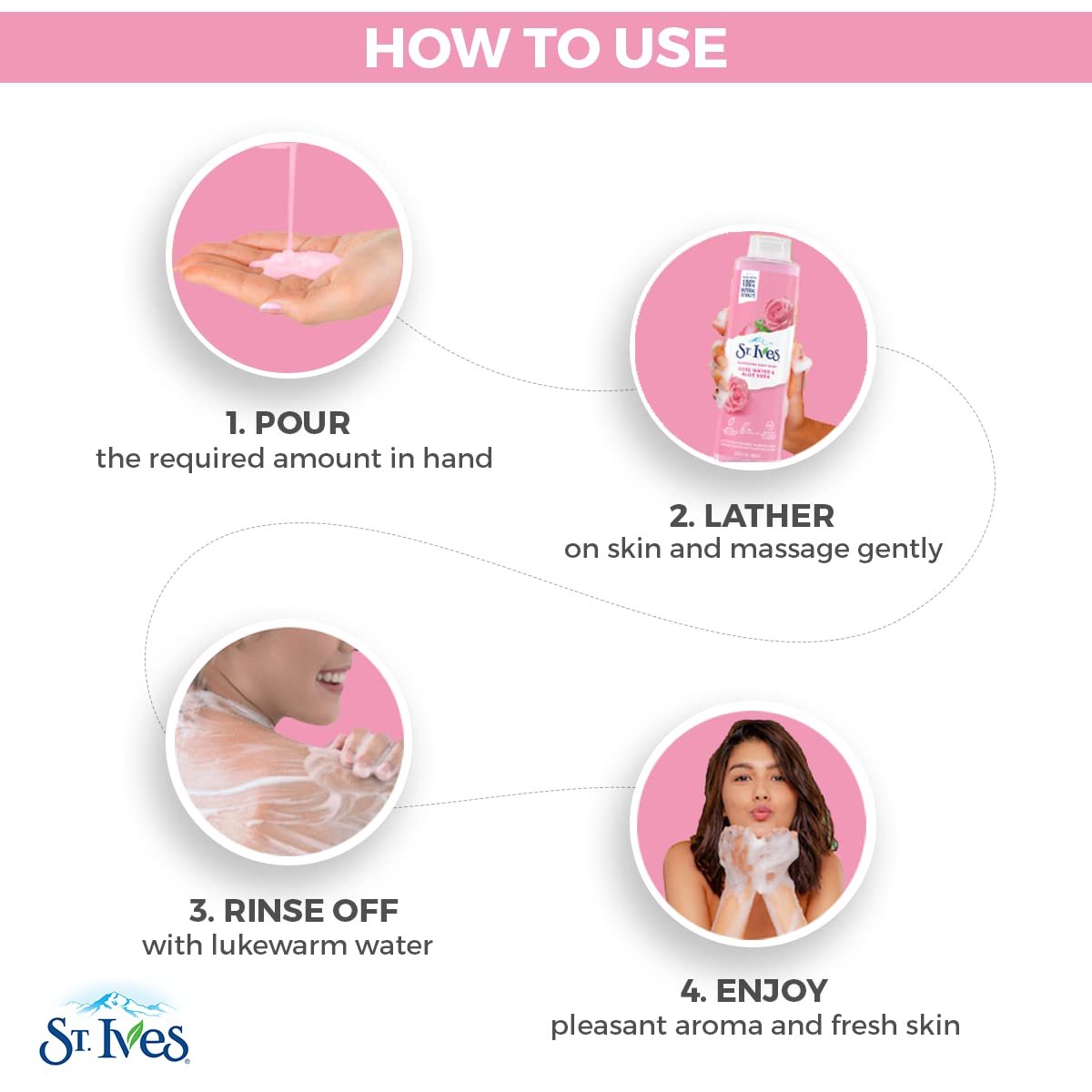 Гель для душа St. Ives Refreshing Rose Water and Aloe Vera 650 мл 473 мл, фото №7