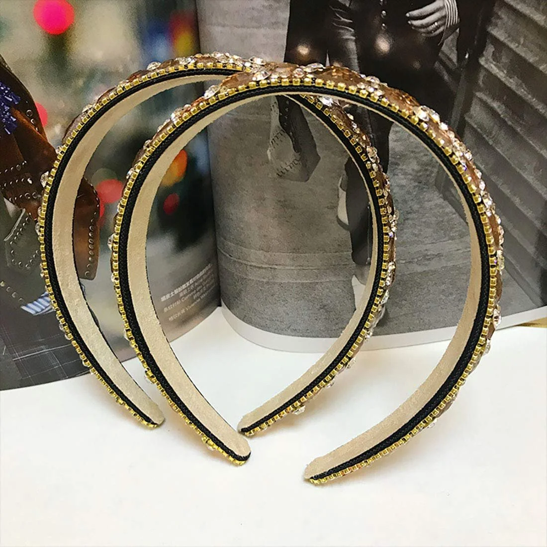 Обруч Fodattm Жіночий Блискучий зі стразами Широкий, фото №5 Обруч Fodattm Жіночий Блискучий зі стразами Широкий, фото №5