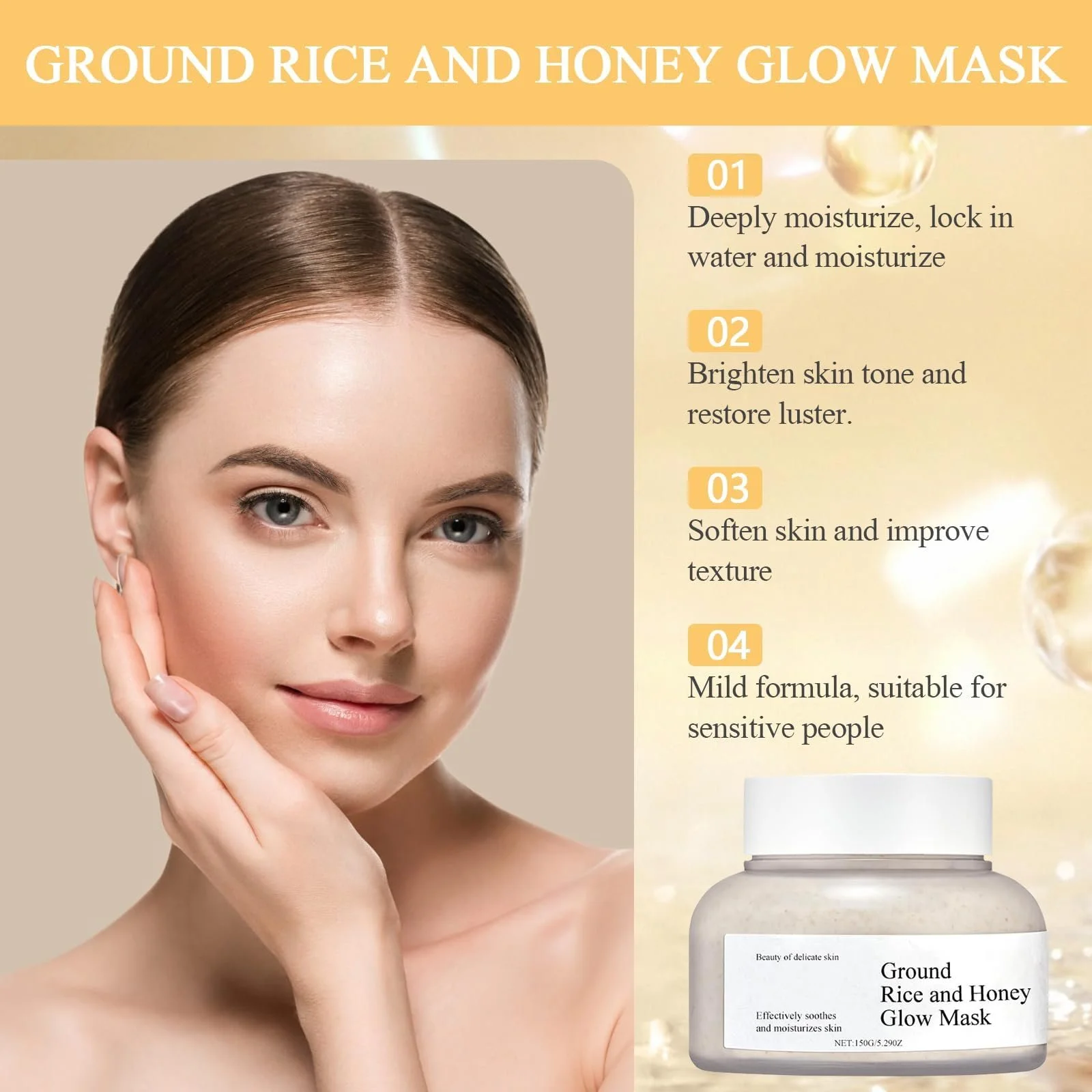 Маска для обличчя Рисова, Rice & Honey, Корейська для всіх типів шкіри, фото №7