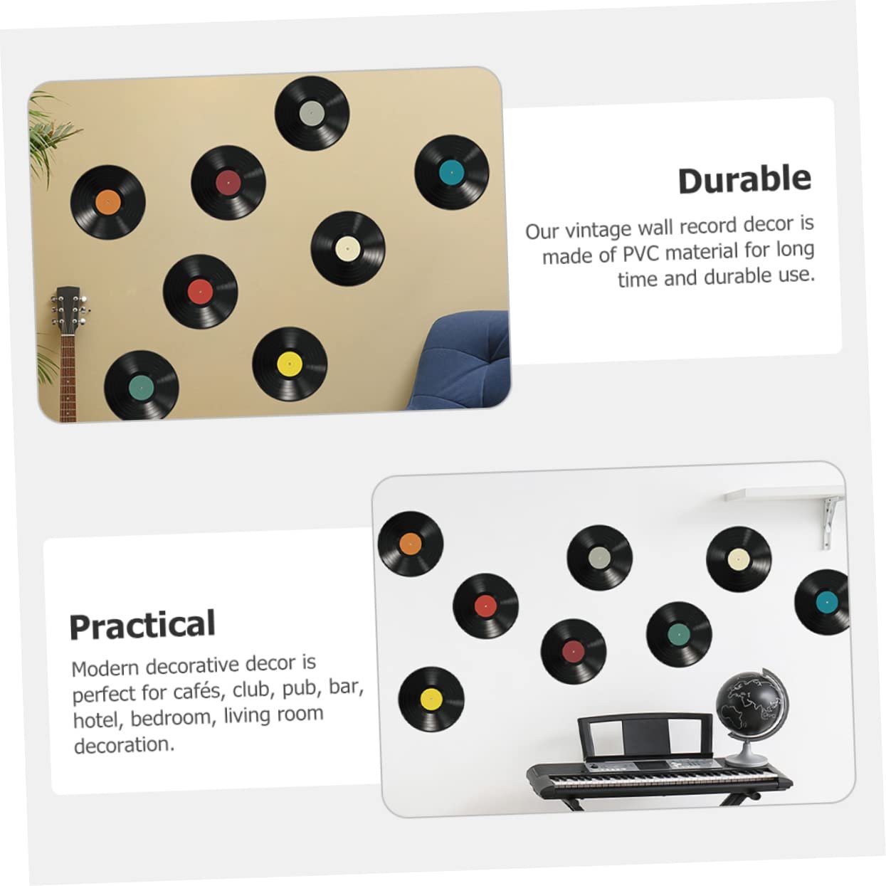 Декоративные наклейки на стену HOMSFOU Виниловые пластинки Ретро 16 штук, фото №8