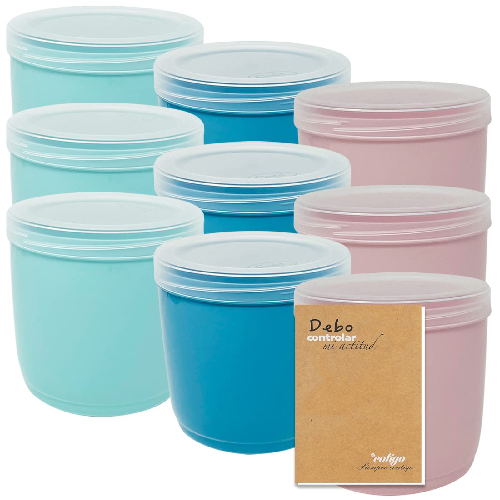 Набір контейнерів 9 шт. 1 L пластикові багаторазові BPA-Free Pink Green Blue, фото №1