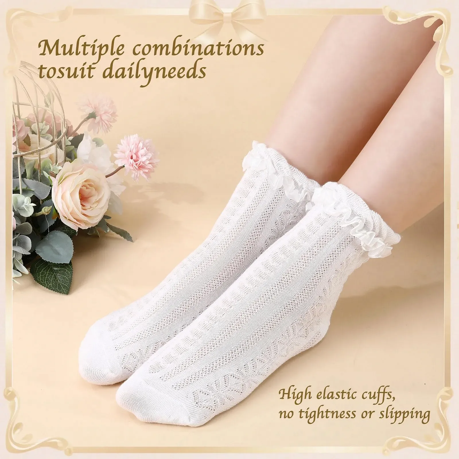 Шкарпетки з оборками (6 пар) Білі 37-43, фото №5