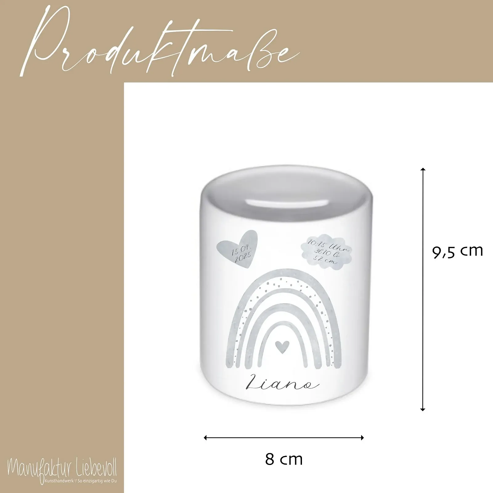 Скарбничка Manufaktur Liebevoll персоналізована керамічна Веселка, фото №6