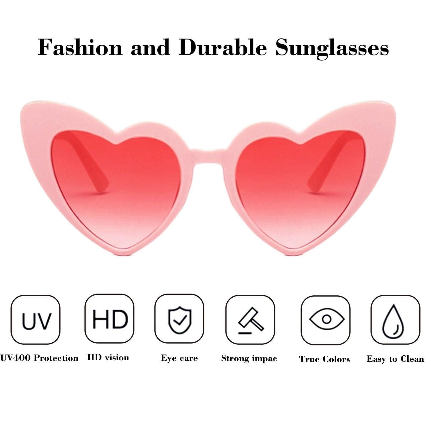 Сонцезахисні окуляри Серце Вінтажний стиль Рожевий, 4 шт, фото №4