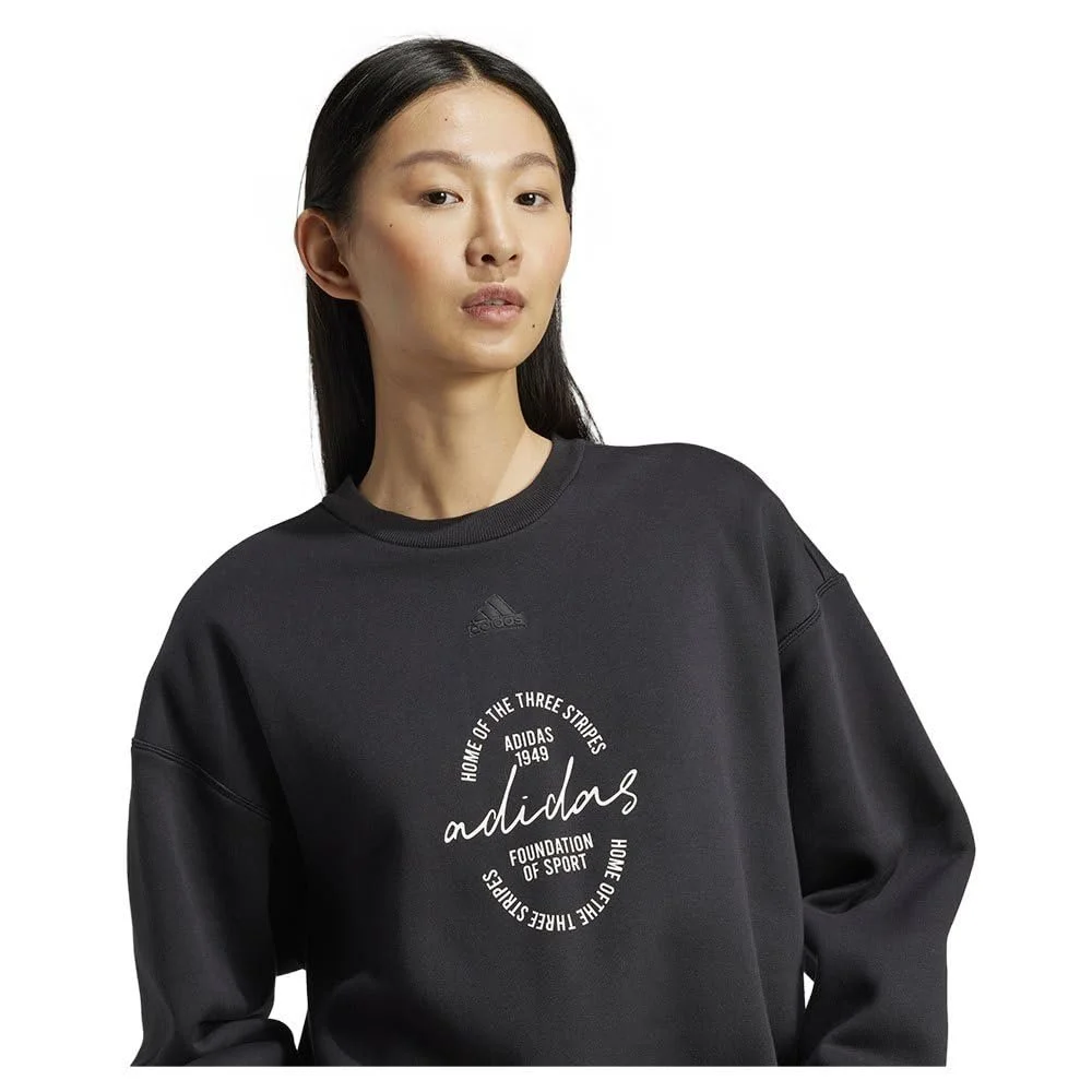 Женская толстовка adidas Signature Graphic Print Fleece свободного кроя с длинными рукавами (1 шт. в упаковке), фото №5