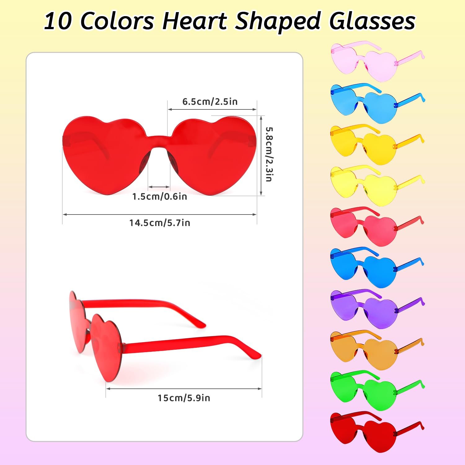 Солнцезащитные очки ZALAON Сердце Без оправы 10 шт., фото №3