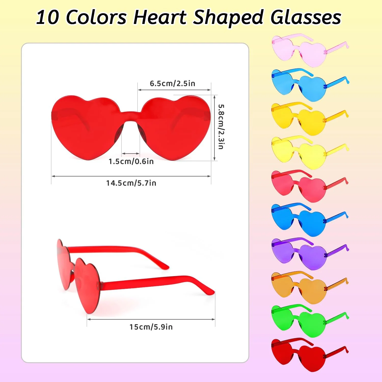 Сонцезахисні окуляри ZALAON Серце Без оправи 10 шт., фото №3