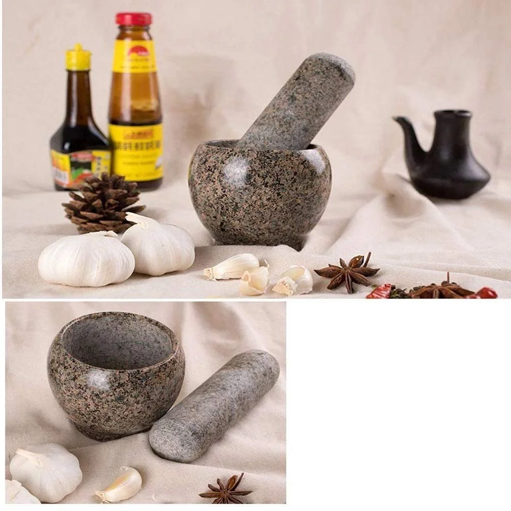 Набір ступки і товкачика Mörser-Stößel Buchweizenreisstein для подрібнення спецій, приготування песто, пюре, кухонне приладдя, фото №4