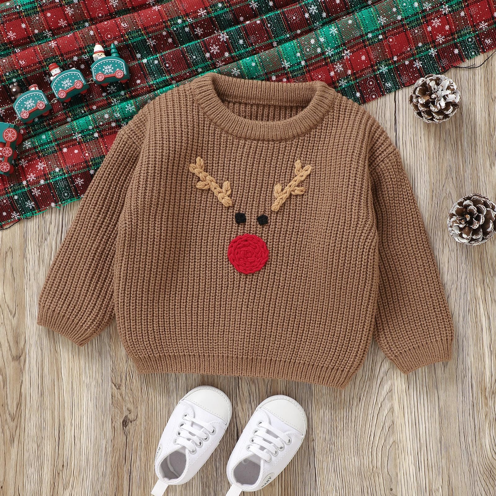 Рождественский свитер Унисекс Детский вязаный Рождественский свитер Детский 3D-печать Рождественский свитер с узором оленя Рождественский осенне-зимний свитер Рождественская кофта Вязаный свитер Рождественский наряд, фото №4