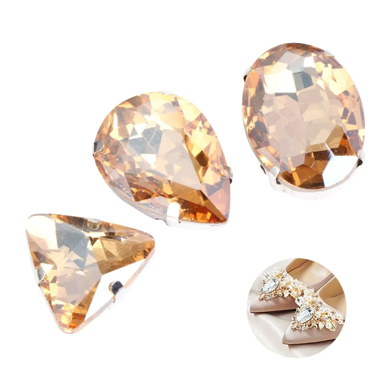 Пришивні стрази SEWACC 50 шт. з кігтями для шиття, самоцвіти з кігтями, пришивні самоцвіти, скляні кришталеві, фото №1