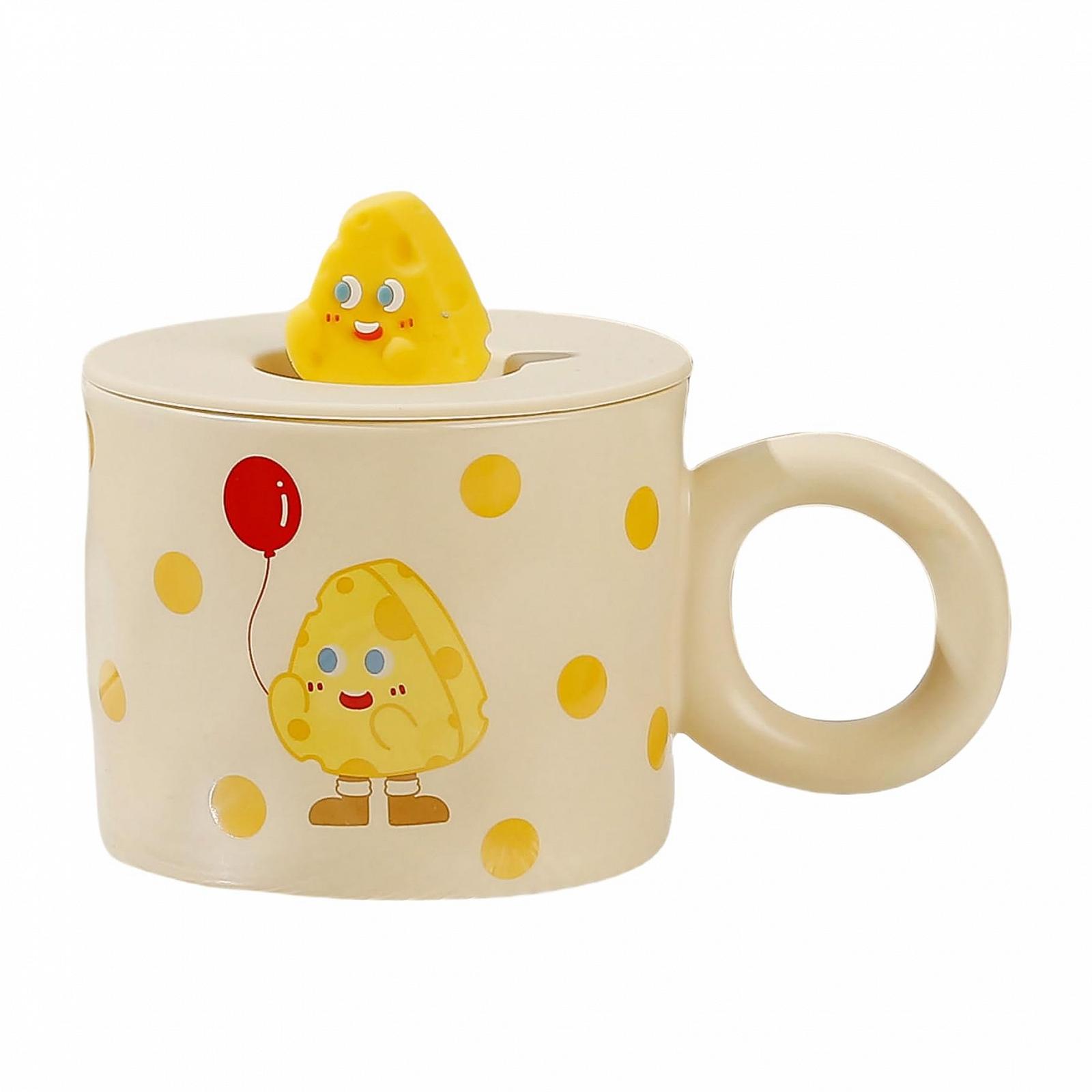 Керамическая кружка с крышкой Kaffeetasse, мультяшный десерт для молочного чая и завтрака, фото №1