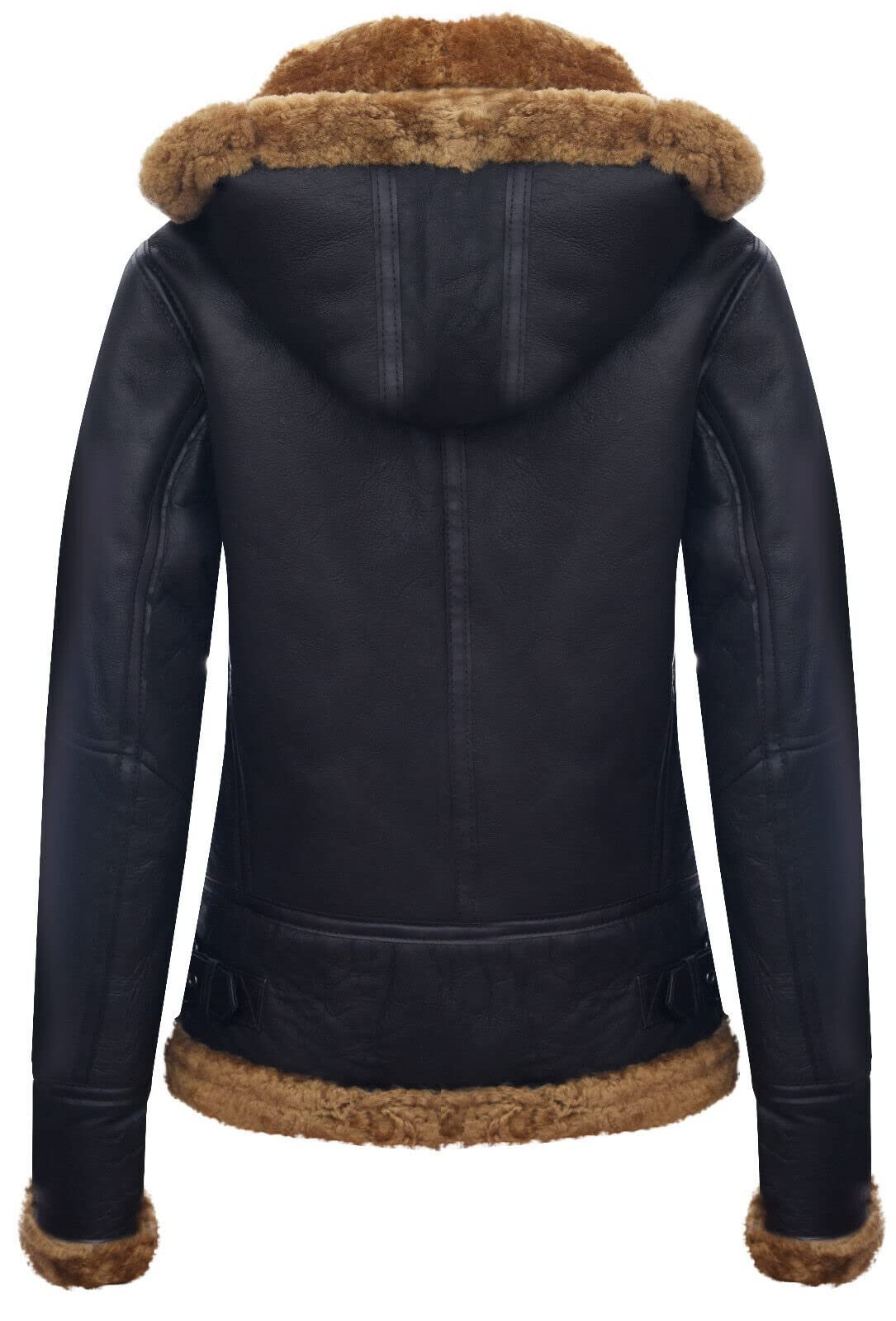 Куртка Infinity Leather Женская с капюшоном из овчины B3 Кожаная куртка пилота, фото №4