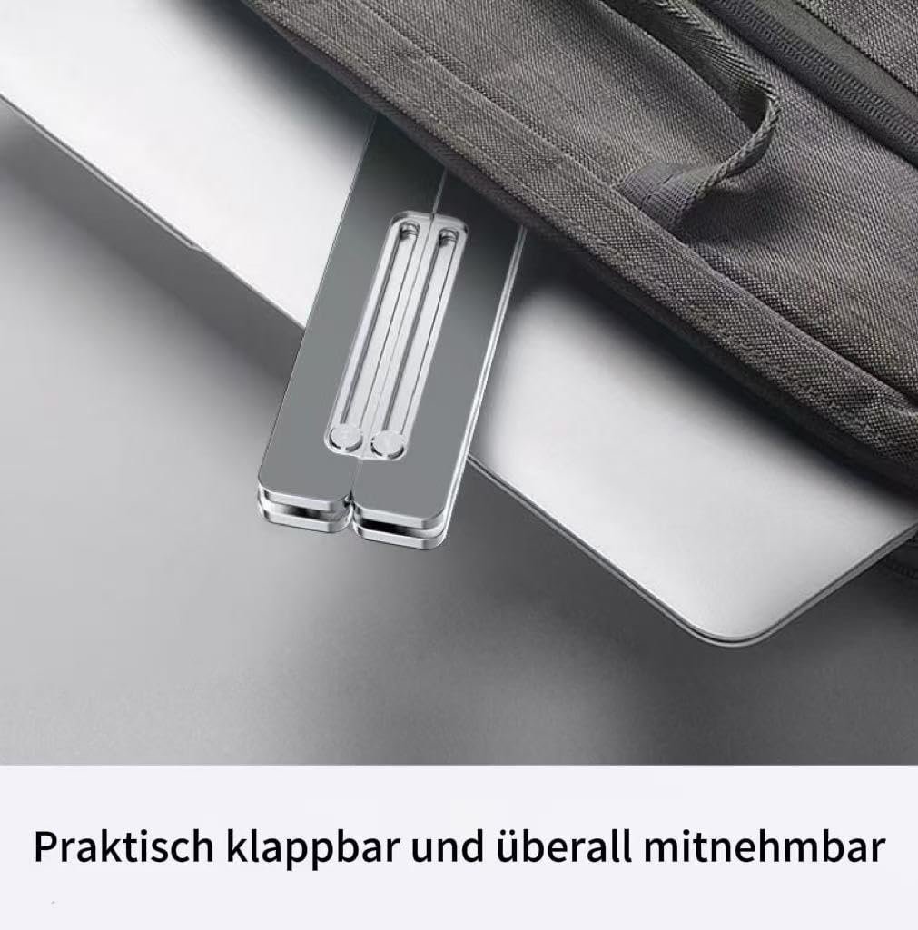 Підставка для ноутбука Supporto PC Portable, регульована по висоті (7 рівнів), легкий алюміній, складана та портативна з вентиляцією для ноутбуків 10-17.3 дюймів, срібляста, стандартний розмір, фото №2
