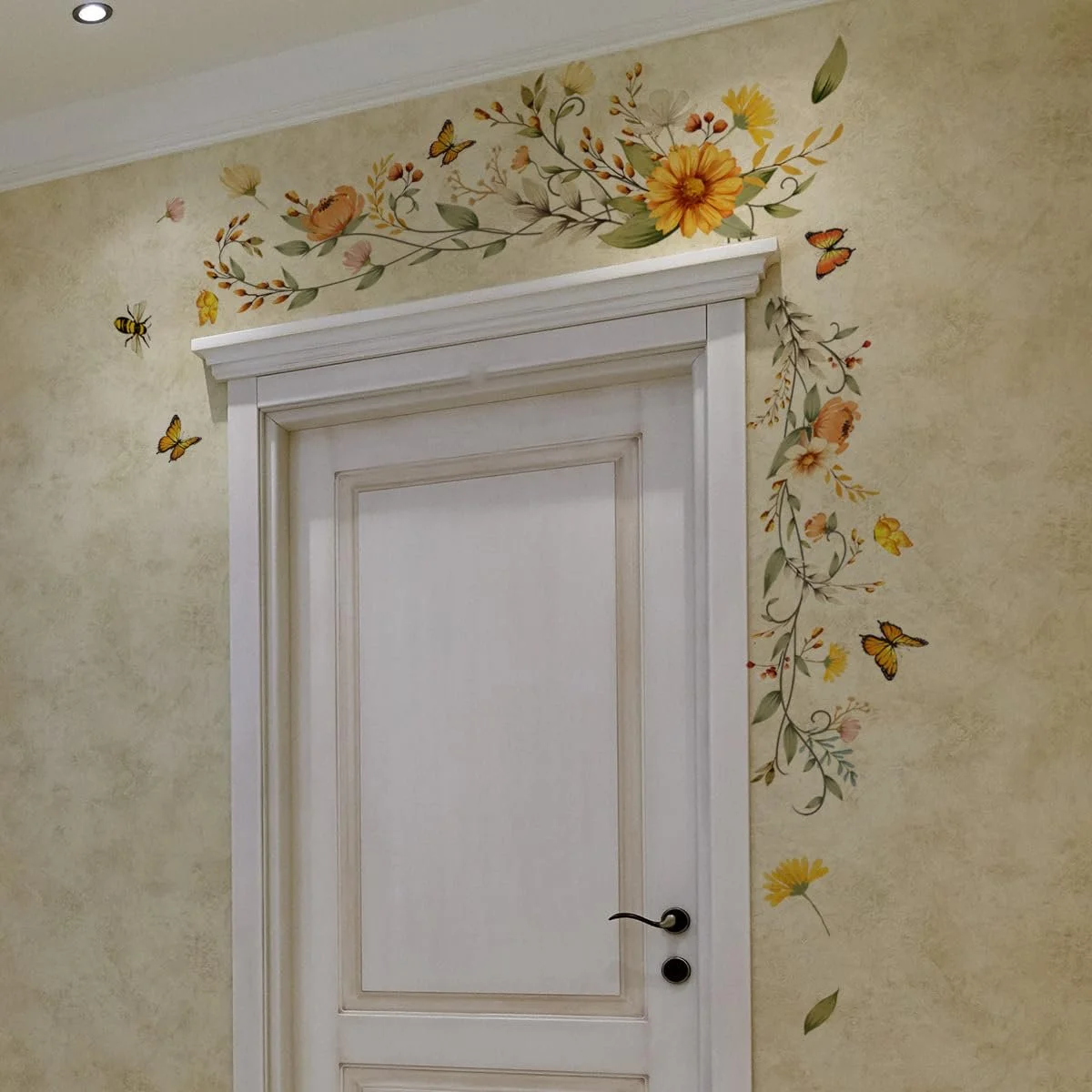 Наклейка на стену COVPAW Цветочная лиана Ромашки Бабочки 30 x 90 см, фото №5