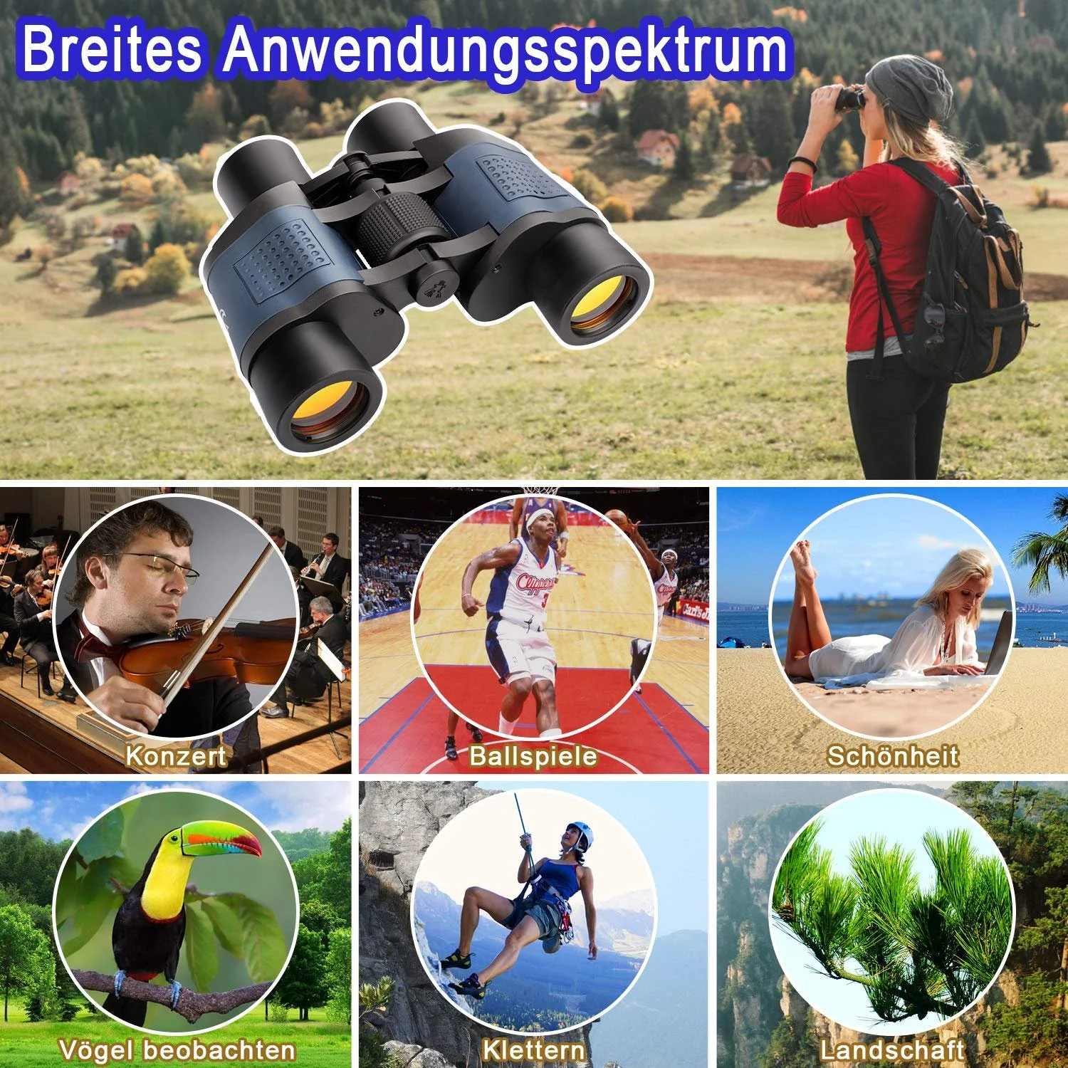 Бинокль TTSkying 60x60 HD IPX7 Waterproof Black, фото №6