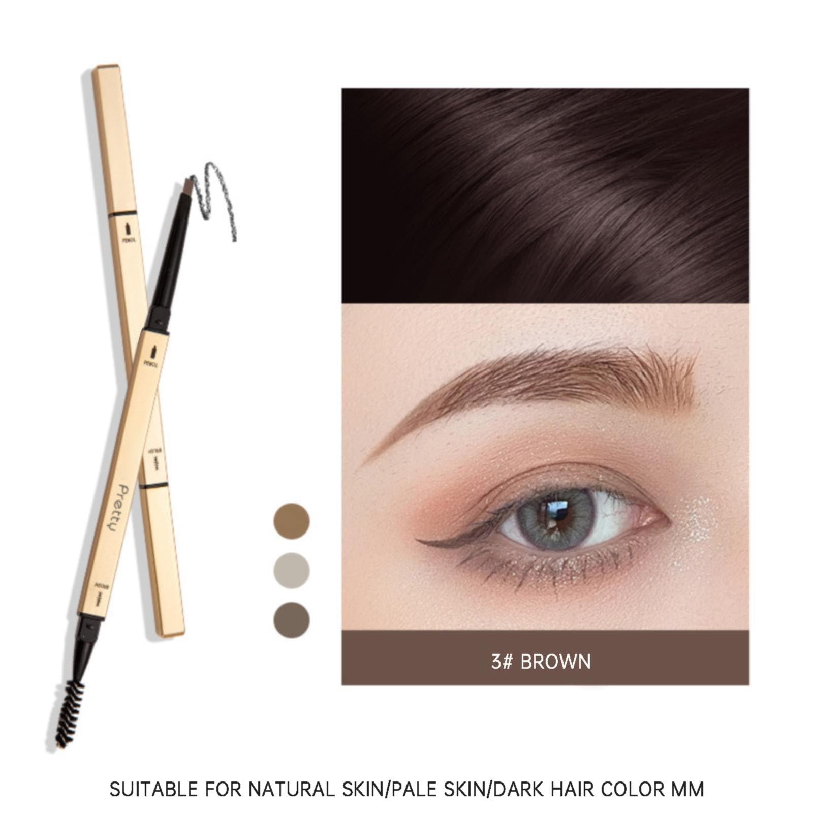 Олівець Lidschatten Маленький для брів із золотими стрижнями двосторонній трикутний пітностійкий мило для брів B One Size, фото №5