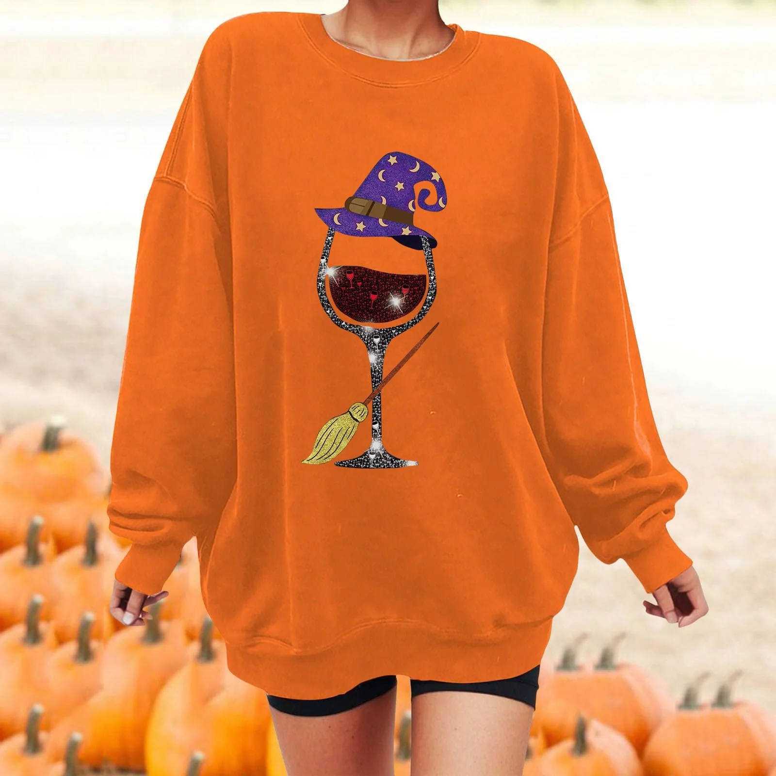 Жіночий Світшот YueYue Хелловін Гарбузи та Привиди, фото №3 Жіночий Світшот YueYue Хелловін Гарбузи та Привиди, фото №3