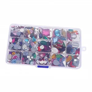 Стрази Плоскі Різнокольорові Акрилові з коробкою для зберігання - Фото 1