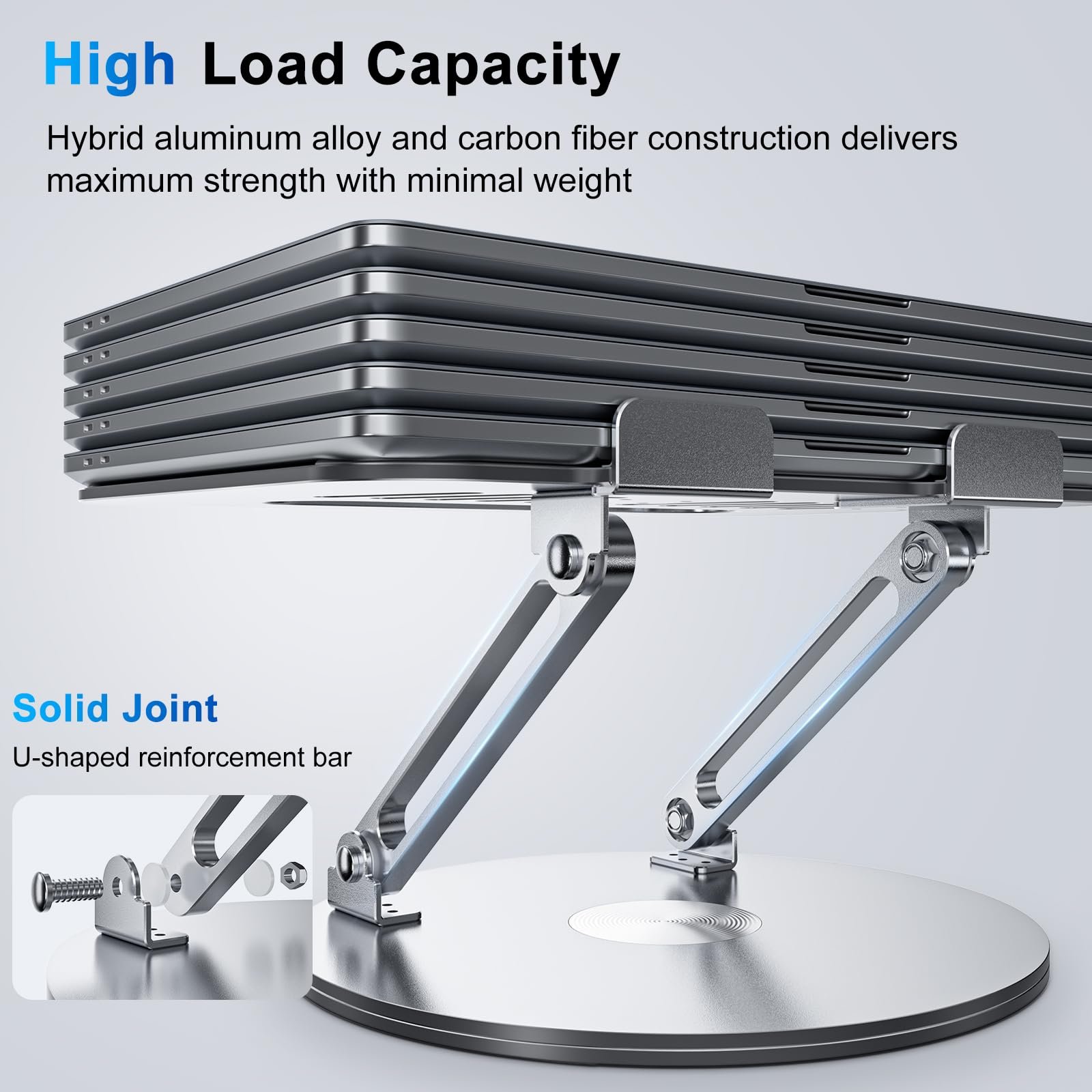 Підставка для ноутбука, регульована по висоті, складана, ергономічна вентильована з обертовою основою 360, вертикальний тримач для ноутбука, сумісна з Notebook MacBook Air/Pro, Dell, HP і ноутбуками 11-16 дюймів, фото №5