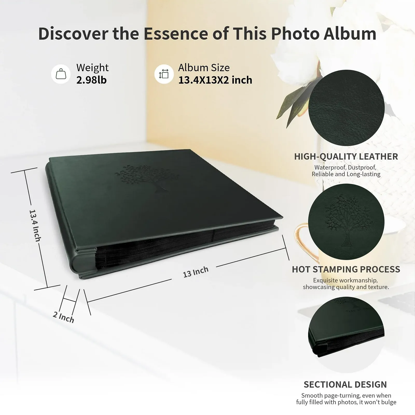 Фотоальбом Rdylymx 15x10 см, 600 карманов, темно-зеленый, большая емкость, кожаная обложка для портретных и альбомных фотографий только 10x15 см, фото №3 Фотоальбом Rdylymx 15x10 см, 600 карманов, темно-зеленый, большая емкость, кожаная обложка для портретных и альбомных фотографий только 10x15 см, фото №3