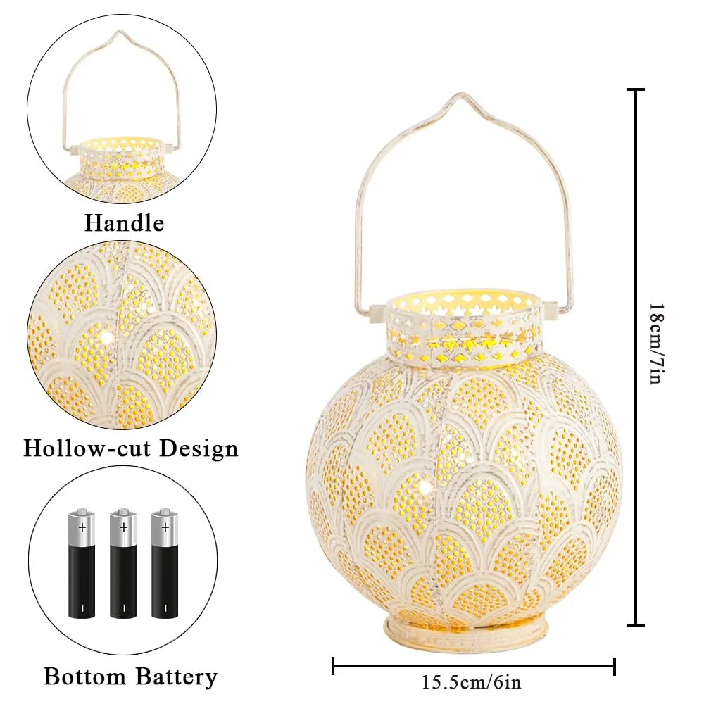 Настільна лампа TRIROCKS Набір з 2 шт. Марокканський стиль 18 см На батарейках Бездротова LED-гірлянда Cream, фото №5