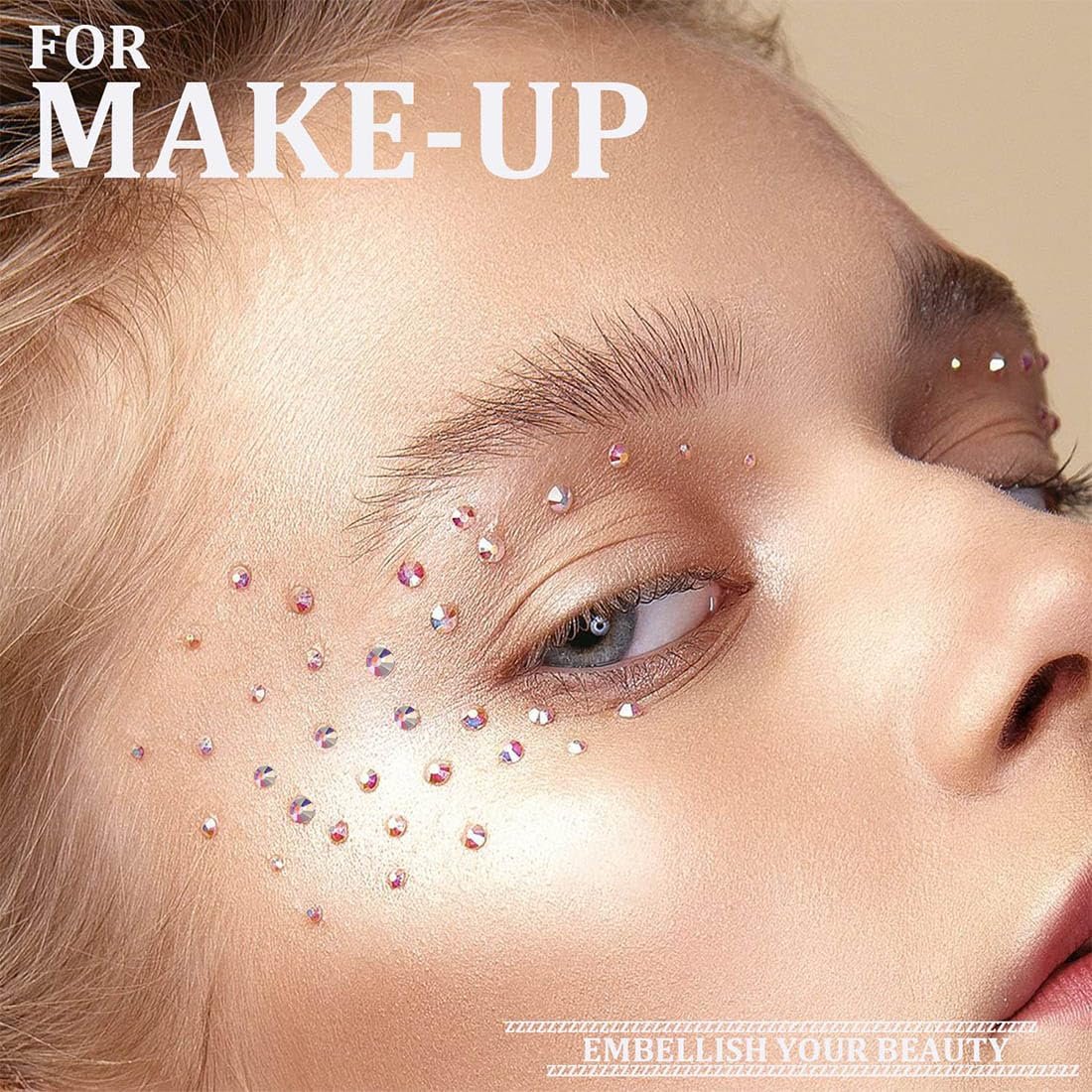 Стразы для ногтей (набор) PLABBDPL 2400 шт. Разноцветные разных размеров, фото №4