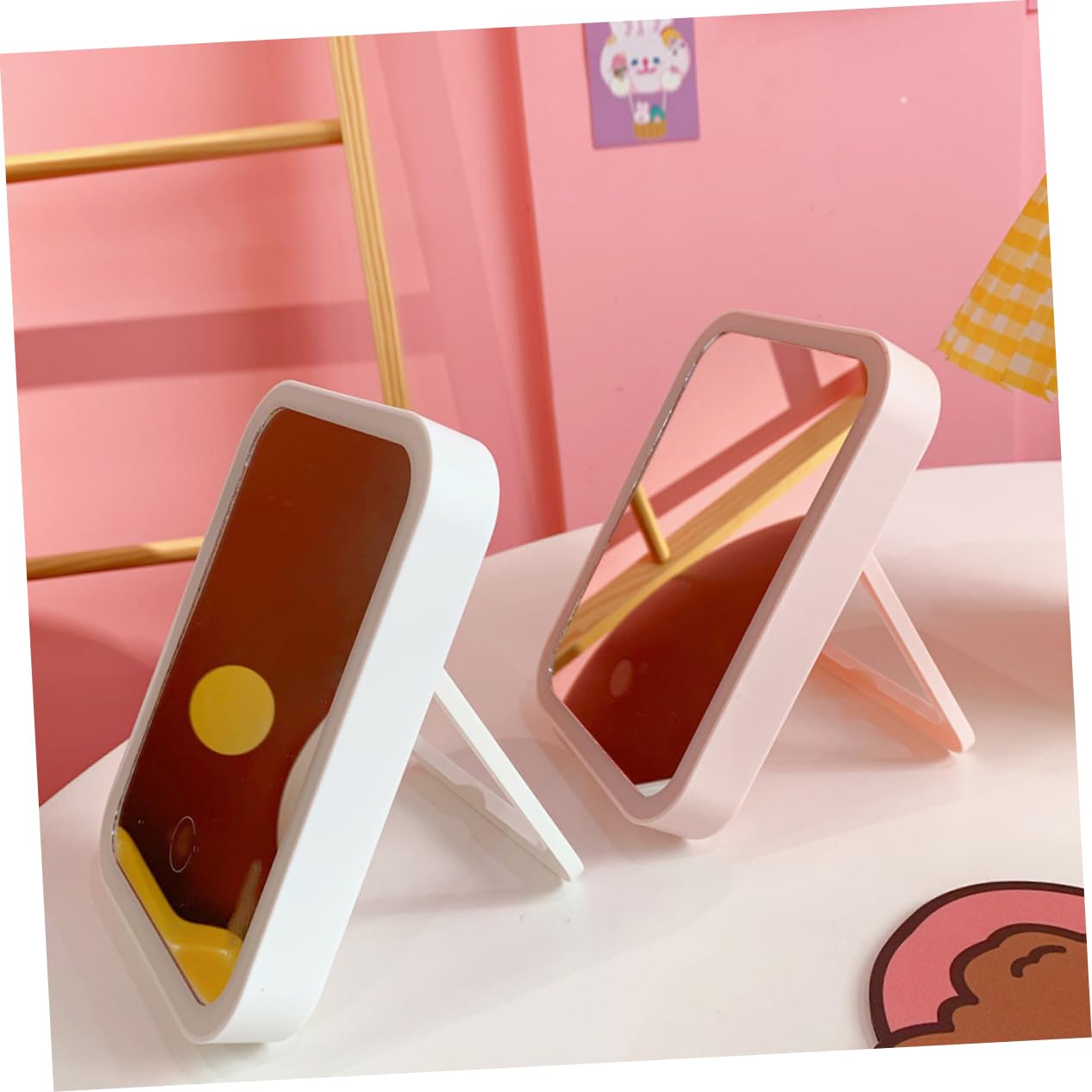 Зеркало Angoily Kosmetikspiegel 1 STK подсвеченное для макияжа японское LED диодное настольное для путешествий с подсветкой пластиковое белое складное настольное, фото №3 Зеркало Angoily Kosmetikspiegel 1 STK подсвеченное для макияжа японское LED диодное настольное для путешествий с подсветкой пластиковое белое складное настольное, фото №3