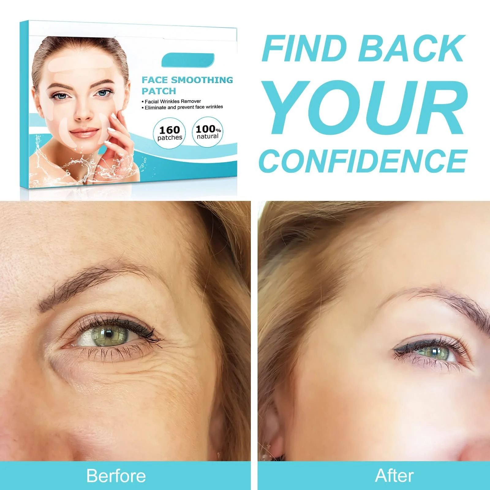 Смужки для видалення зморшок на обличчі 160 штук, протизморшкові накладки, фото №2