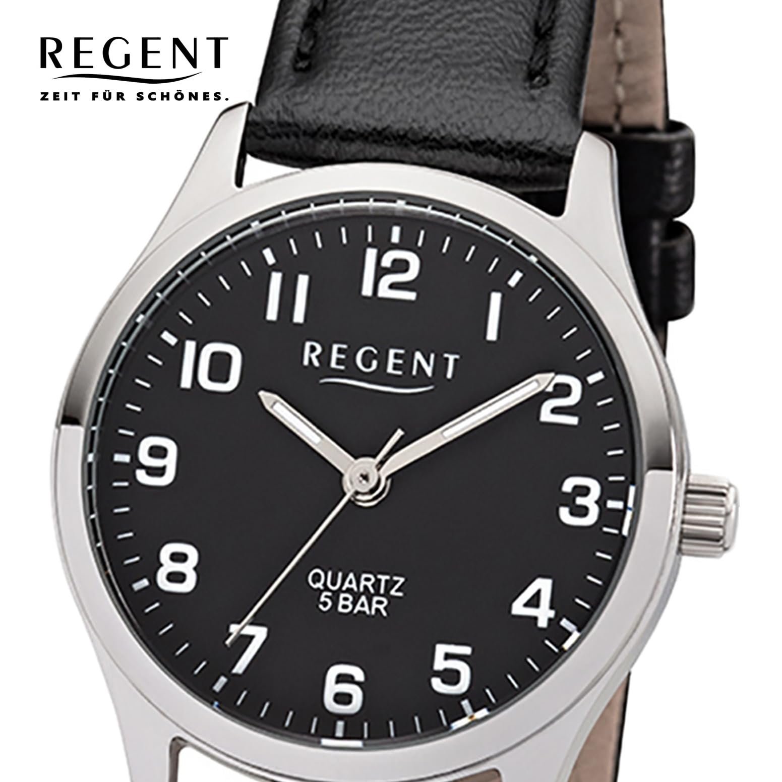 Женские часы Regent Elegant Analogue UR2113416, кожаный ремешок, черный циферблат, кварцевый механизм, черный ремешок, фото №2 Женские часы Regent Elegant Analogue UR2113416, кожаный ремешок, черный циферблат, кварцевый механизм, черный ремешок, фото №2