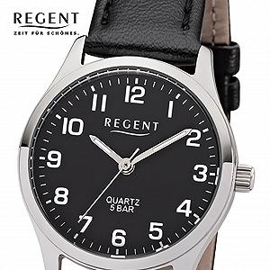 Женские часы Regent Elegant Analogue UR2113416, кожаный ремешок, черный циферблат, кварцевый механизм, черный ремешок synthetic.ua - Фото 1