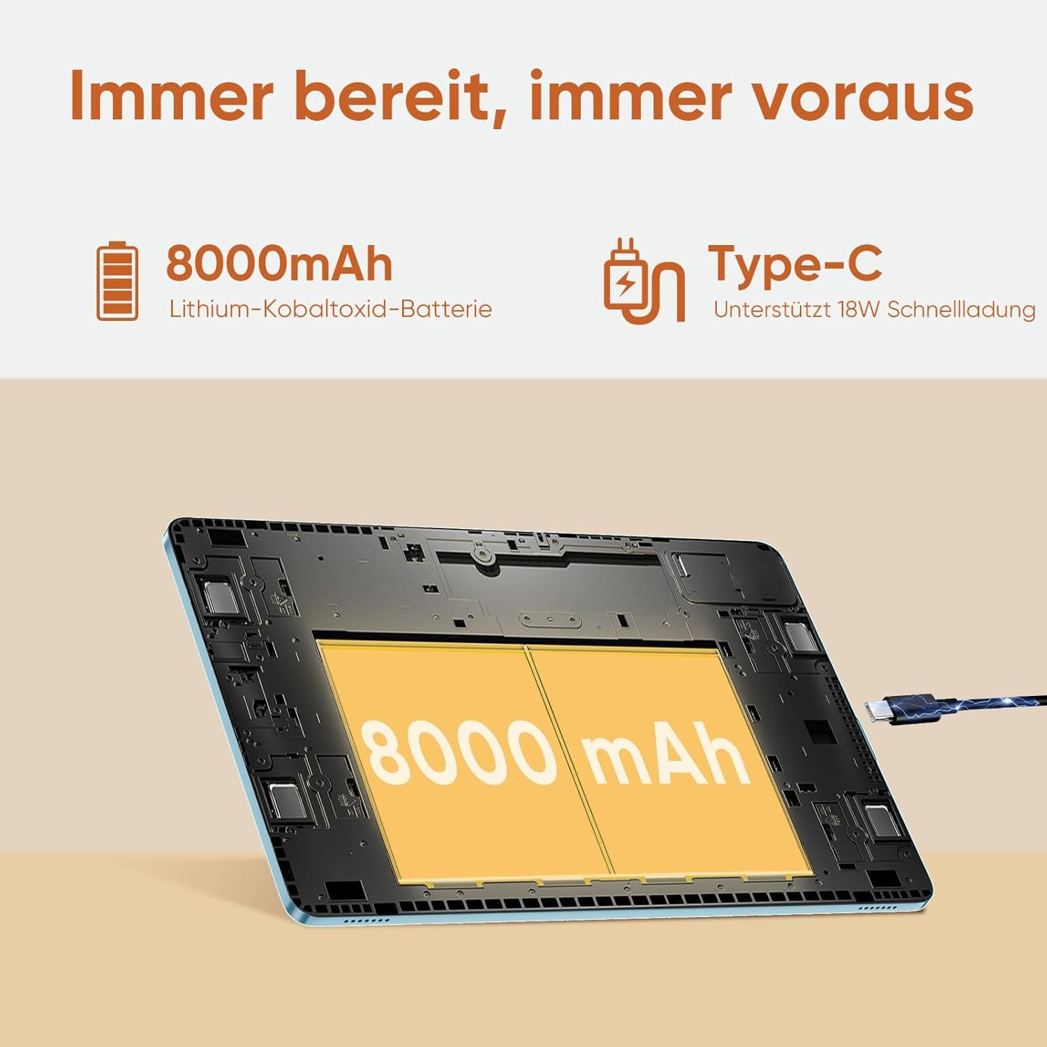 Планшет 11" JIKOCXN C5 6+6/128Gb 8 ядер Android 14 8000 mAh Blue, фото №6