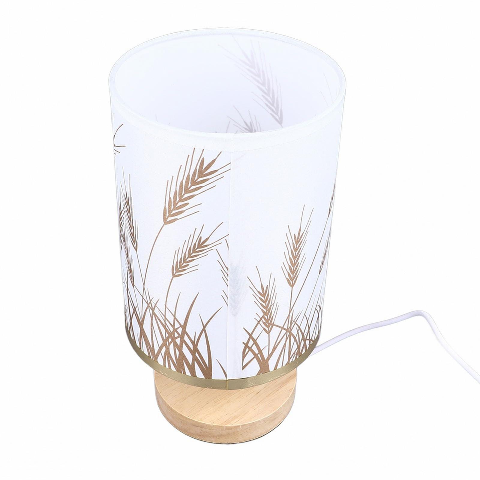 Настільна лампа ViaGasaFamido LED Димер Масив дерева USB Абажур з колосками пшениці, фото №7