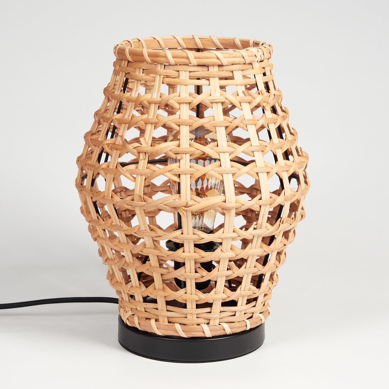 Настільна лампа HOFSTEIN Cardeira Метал Ротанг 29.5 см E27 Чорний/Натуральний, фото №8
