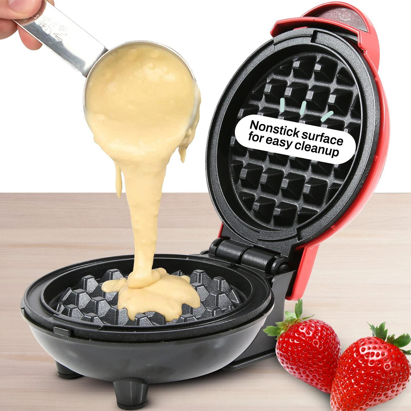 Мини-вафельница Elite Gourmet Электрическая, антипригарная, бельгийские вафли, компактный дизайн, 12,7 см, красный, фото №3