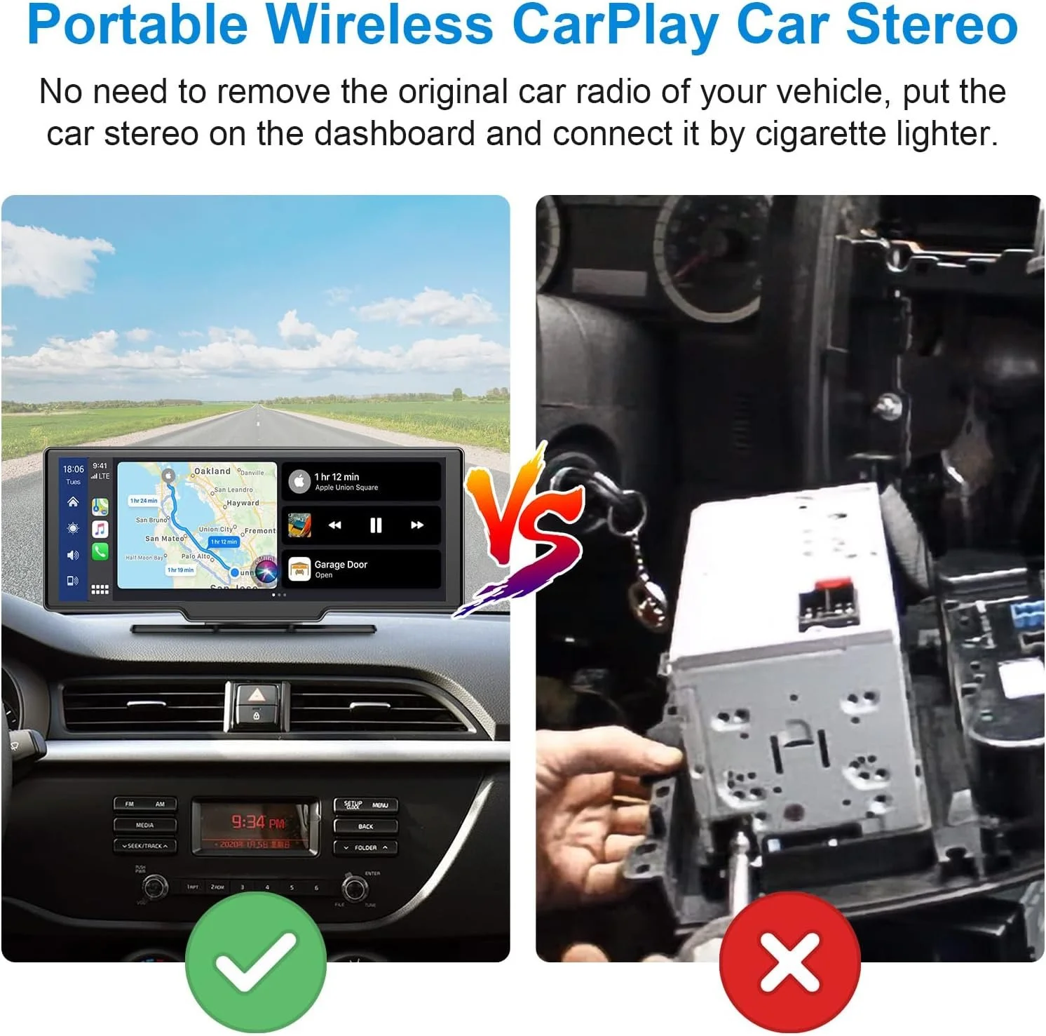 Автомагнітола Woibugee / 9.25" / Сенсорна / Apple CarPlay / Android Auto / Bluetooth / WI-FI / GPS / USB / AUX / TF card, фото №6