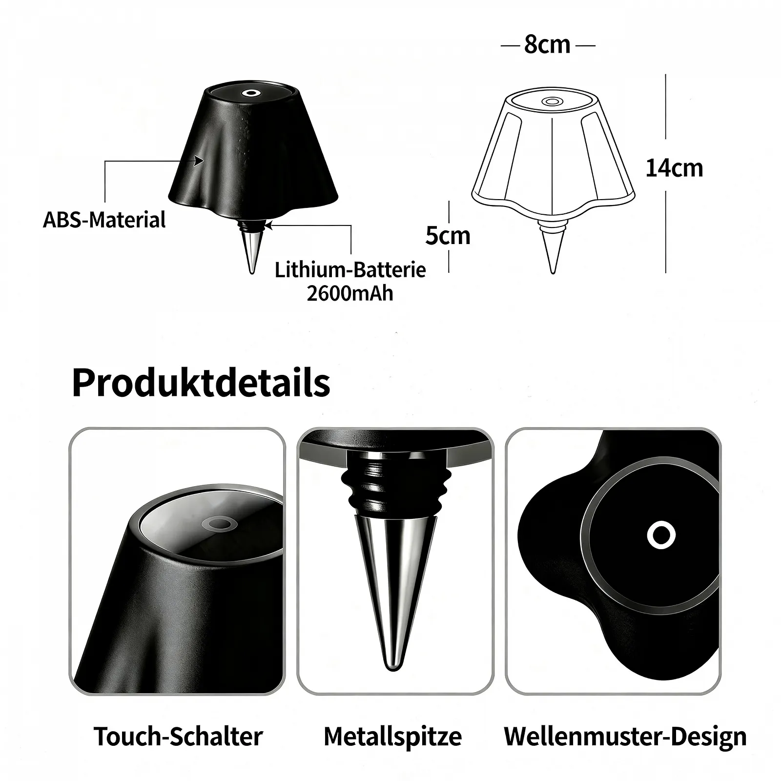 Насадка-лампа для пляшки LED Type C RGB Чорна, фото №2