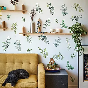 Наклейки на стіну WandSticker4U Листя евкаліпта Набір 6 шт. 140 x 70 см Зелений - Фото 1