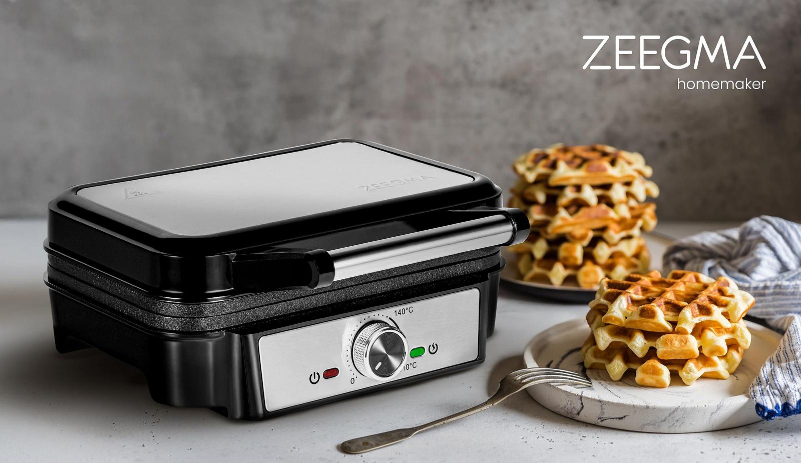 Вафельница ZEEGMA GOFREE CHEF, 1200 Вт, для бельгийских вафель, двойное антипригарное покрытие, регулятор температуры, индикатор готовности, толстые вафли, глубокие пластины, фото №8