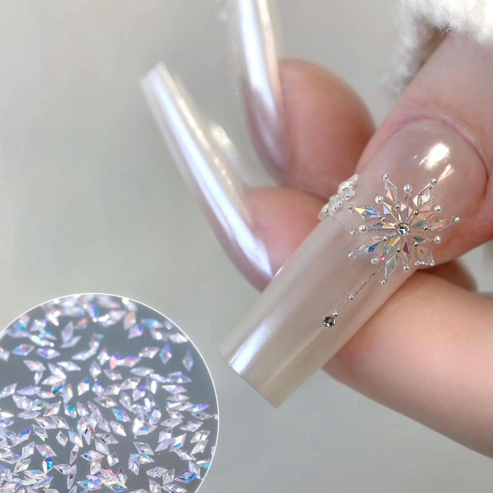 Стрази Набір для нігтів 100 шт, Блискучі камені, фото №2 Стрази Набір для нігтів 100 шт, Блискучі камені, фото №2