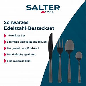Набір столових приборів Salter Regal BW05463, 16 предметів, з чорним покриттям, з нержавіючої сталі, на 4 персони ціна на synthetic.ua - Фото 1 Набір столових приборів Salter Regal BW05463, 16 предметів, з чорним покриттям, з нержавіючої сталі, на 4 персони synthetic.ua - Фото 1