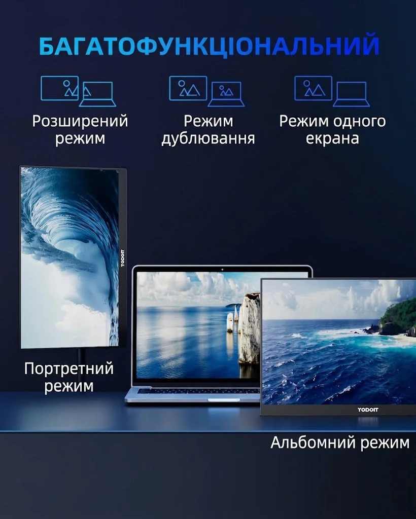 Монітор портативний 16" Yodoit PTM16 2K IPS 120 Гц, фото №4