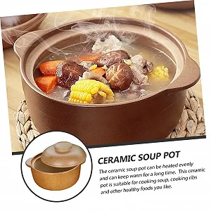 Керамічний горщик Luxshiny з кришкою для тушкування без покриття synthetic.ua - Фото 1