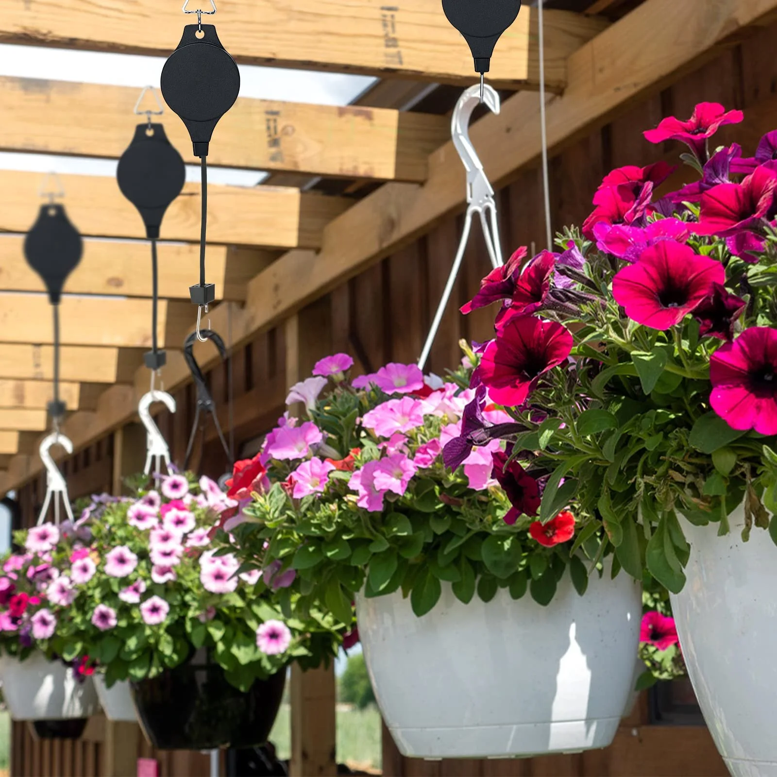 Подвесной подъемник для растений KINGLAKE Набор 2 шт. Регулируемый крюк с тросом, фото №5