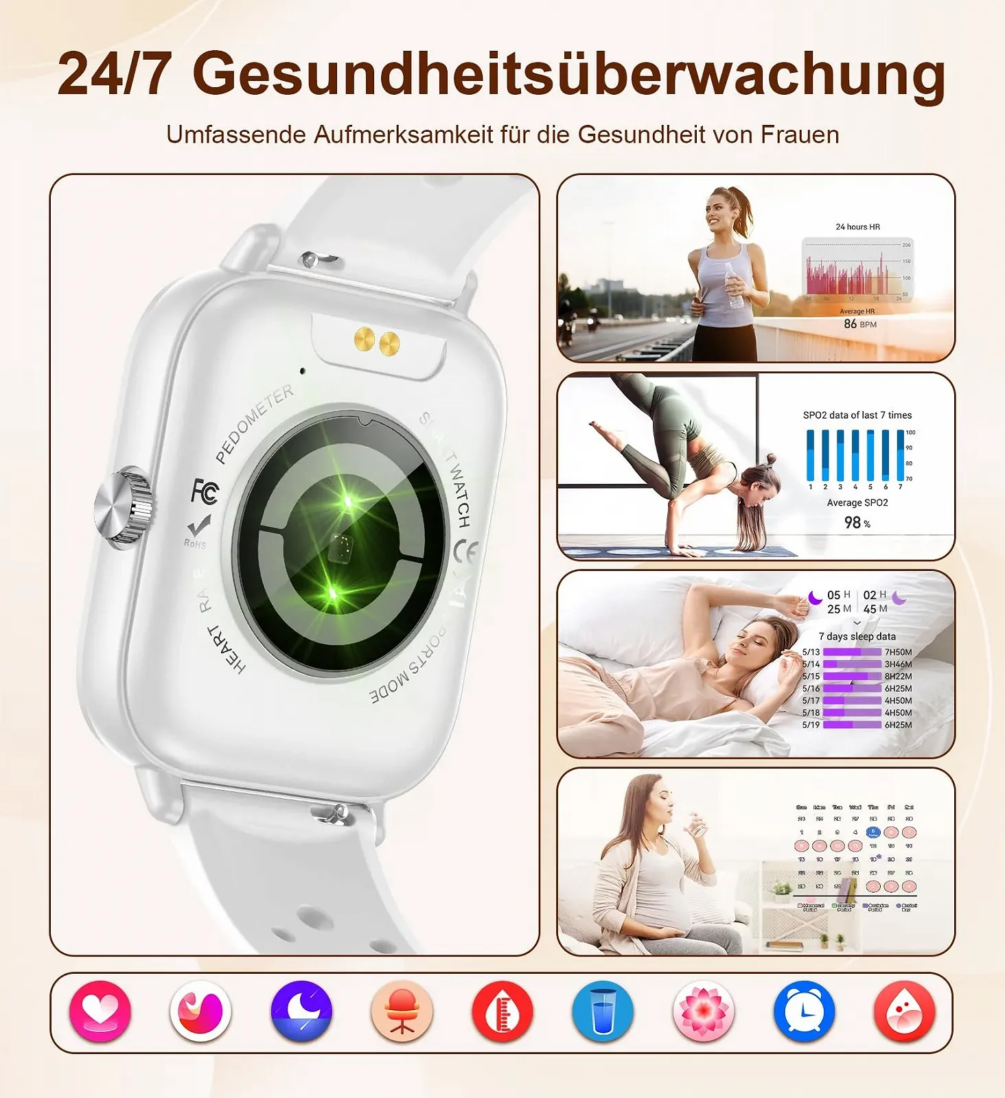 Смарт-часы Iaret Женский с функцией телефона, 1.85 дюйма, фото №4