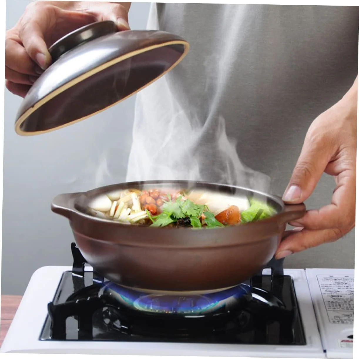 Кастрюля для тушения Ciieeo керамическая из пищевой глины с двойными ручками, фото №9 Кастрюля для тушения Ciieeo керамическая из пищевой глины с двойными ручками, фото №9