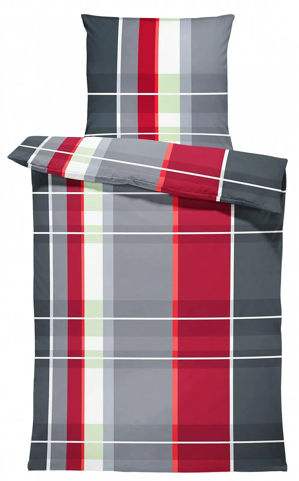Комплект постільної білизни з мікрофібри one-home 2 предмети на блискавці 135 x 200 см червона клітинка, фото №1