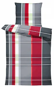 Комплект постільної білизни з мікрофібри one-home 2 предмети на блискавці 135 x 200 см червона клітинка - Фото 1