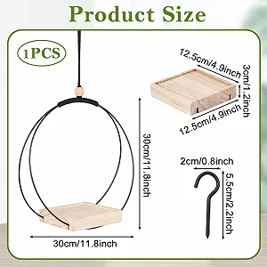 Підвісний квітковий горщик 30 x 30 см з дерев'яною основою та гачком Чорний synthetic.ua - Фото 1
