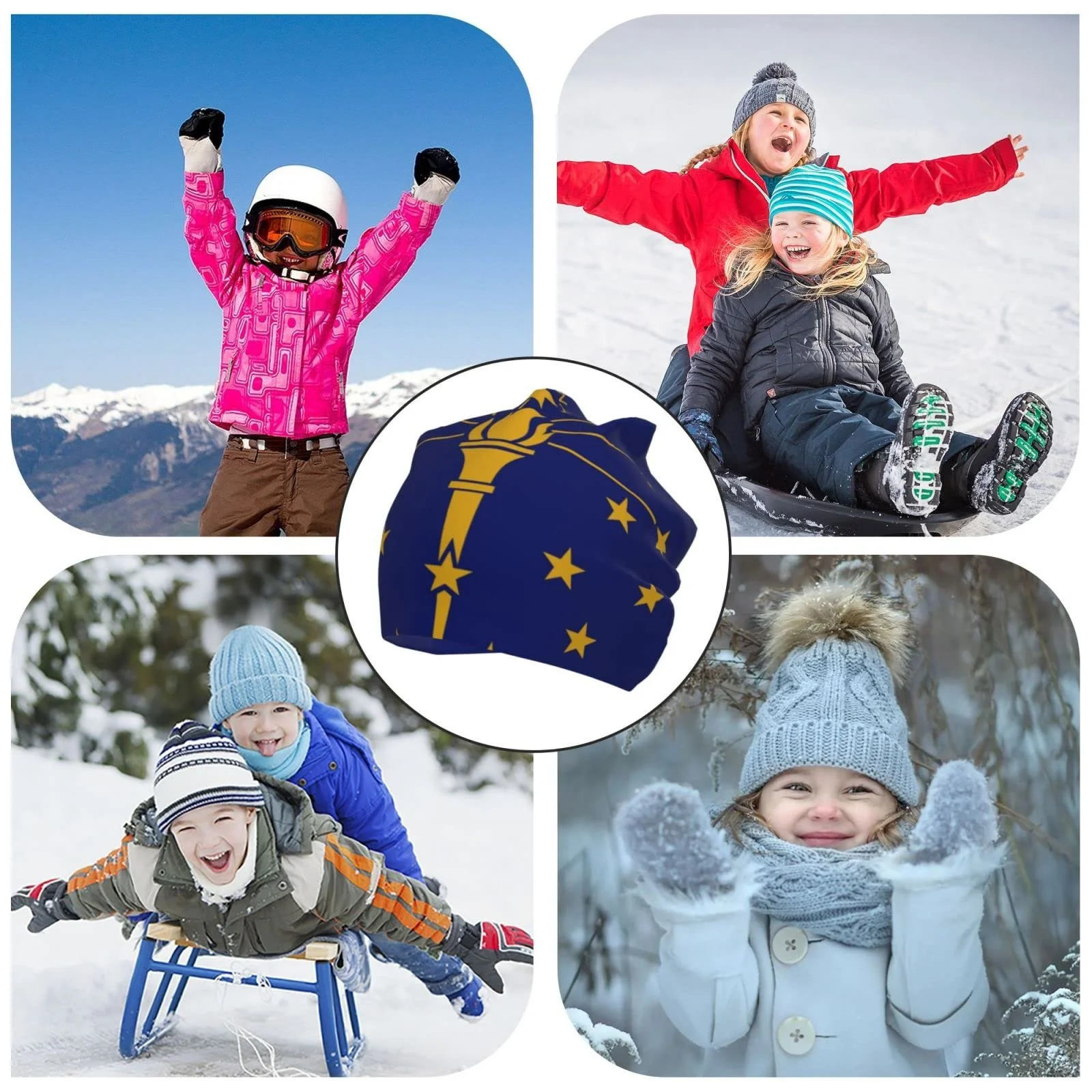 Шапка LOUJIN Indiana Flag Slouchy для хлопчиків і дівчаток, тепла в'язана, один розмір, фото №8