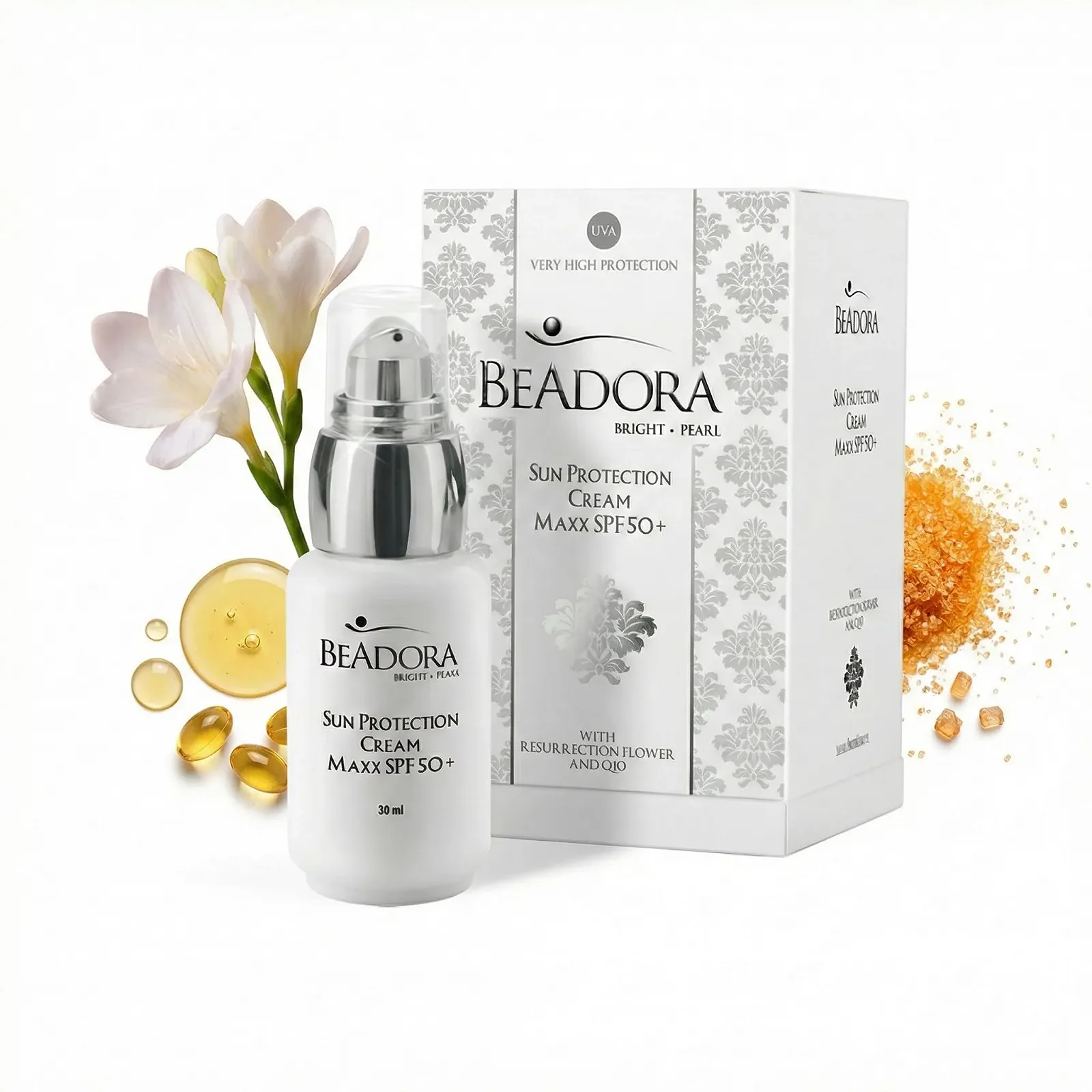 Денний крем BeAdora Bright Pearl MAXX SPF 50+ з ніацинамідом, альфа-арбутином та Q10 30 ml, фото №1